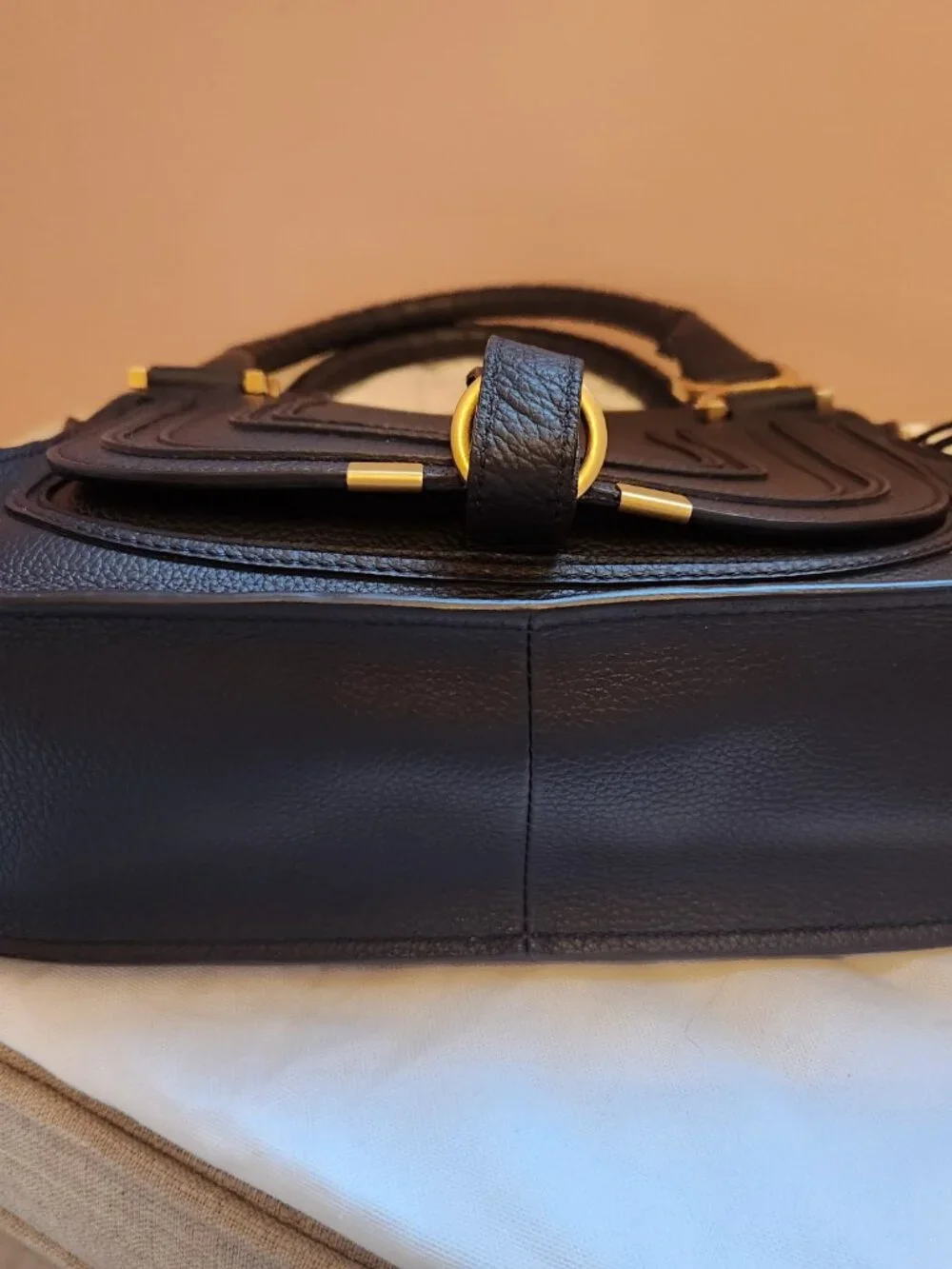 Chloe Small Marcie Leather Satchel-Black Grain Leather